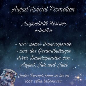 For our 3rd month-long special promotion, we have selected 4 Rescuers. 12€ have been added by us for Meral (Honey Cats Animal Rescue) fro new and existing monthly donations